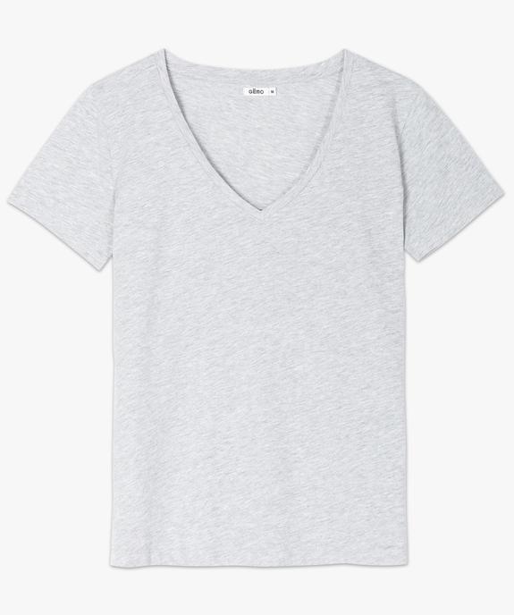 Tee-shirt femme à col V et manches courtes vue4 - GEMO(FEMME PAP) - GEMO