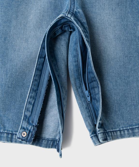 Salopette en jean avec entrejambe zippé bébé garçon vue3 - GEMO(BEBE DEBT) - GEMO