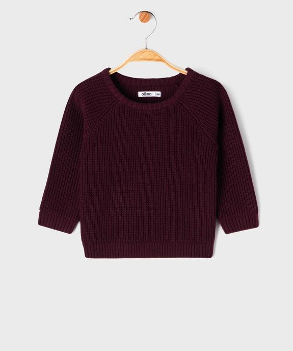 Pull en grosse maille côtelée à manches raglan bébé garçon vue1 - GEMO(BEBE DEBT) - GEMO