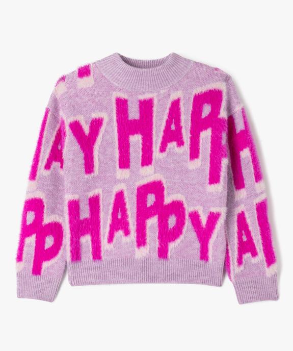 Pull en maille  avec inscriptions fille vue2 - GEMO (ENFANT) - GEMO