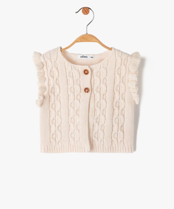 Gilet bébé fille sans manches à torsades et volants vue1 - GEMO(BEBE DEBT) - GEMO