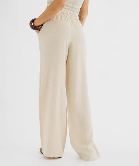 Pantalon large en viscose et lin avec taille élastiquée femme vue3 - GEMO 4G FEMME - GEMO