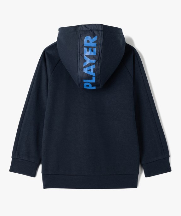 Sweat garçon zippé bimatière à capuche vue3 - GEMO (ENFANT) - GEMO