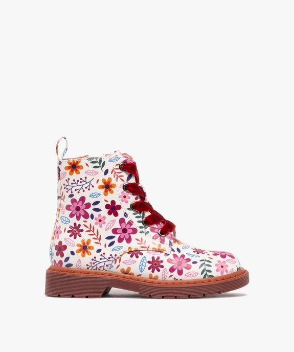 Bottines à lacets en velours avec zip intérieur fille  vue1 - LOVELY WINGS GEMO FOR GOOD - GEMO
