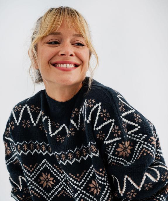 Pull jacquard à col montant coupe loose femme vue2 - GEMO(FEMME PAP) - GEMO