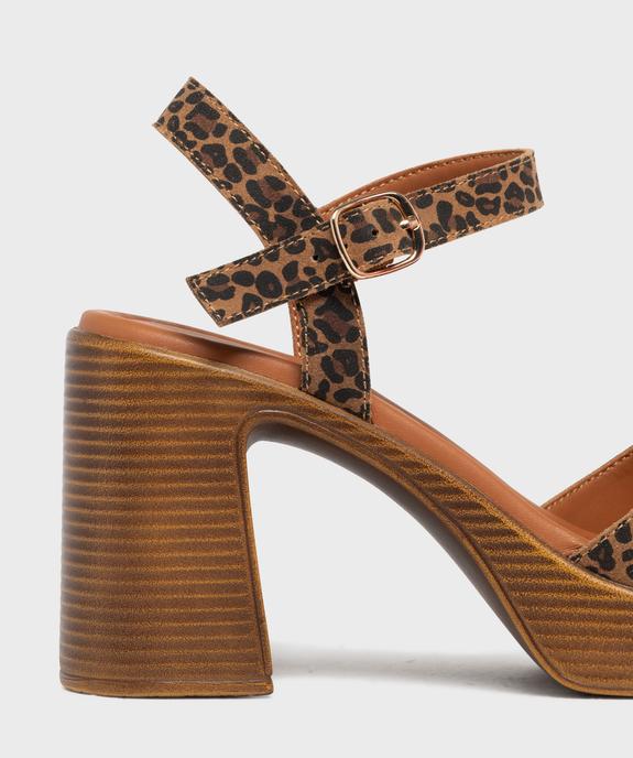 Sandales à talon haut et patin en cuir suédé femme - Tanéo vue6 - TANEO - GEMO