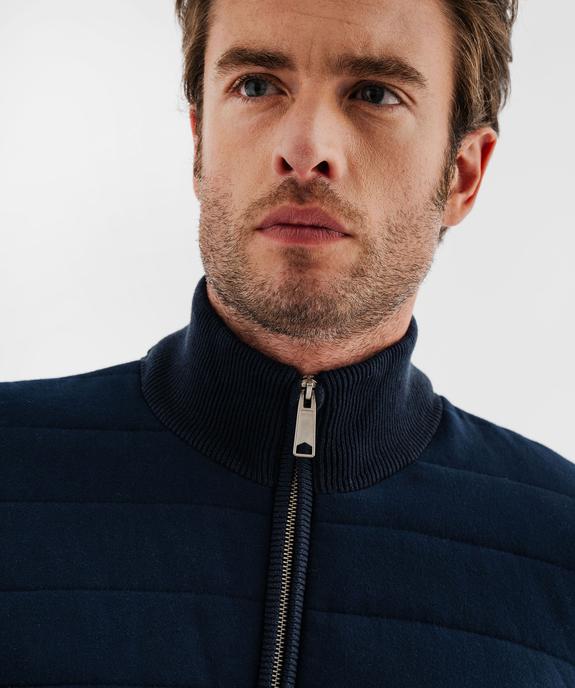 Gilet bimatière avec col montant et buste matelassé homme vue2 - GEMO (HOMME) - GEMO