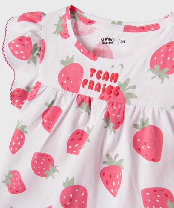 Pyjashort en jersey de coton imprimé à haut blouse fille vue2 - GEMO 4G FILLE - GEMO