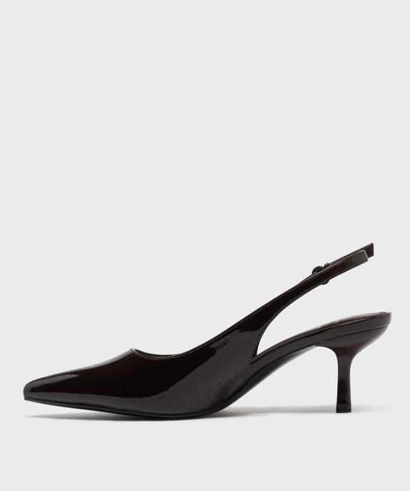 Escarpins sling-back vernis à bout pointu et talon fin femme- Follow Me vue3 - FOLLOW ME - GEMO