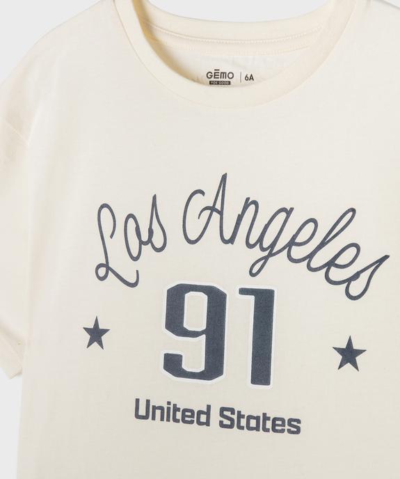 Tee-shirt manches courtes coupe oversize avec inscription fille vue2 - GEMO 4G FILLE - GEMO