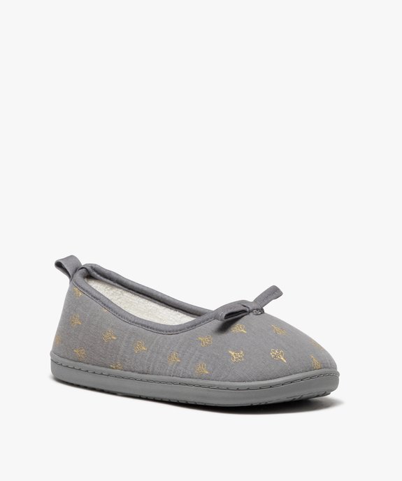 Chaussons femme ballerines fourrées à motifs vue2 - GEMO 4G FEMME - GEMO
