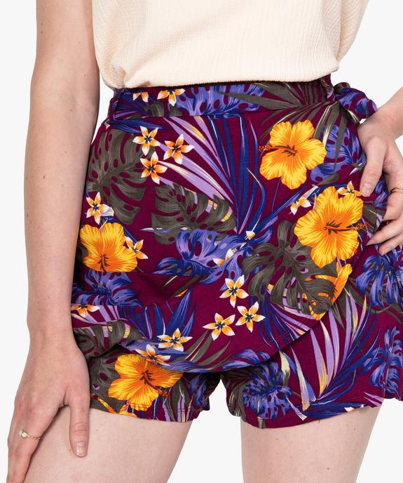 Jupe-short femme fluide motif fleuri vue2 - GEMO(FEMME PAP) - GEMO