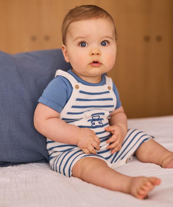 Ensemble 2 pièces bébé garçon salopette en maille et body - LuluCastagnette vue1 - LULUCASTAGNETTE - GEMO