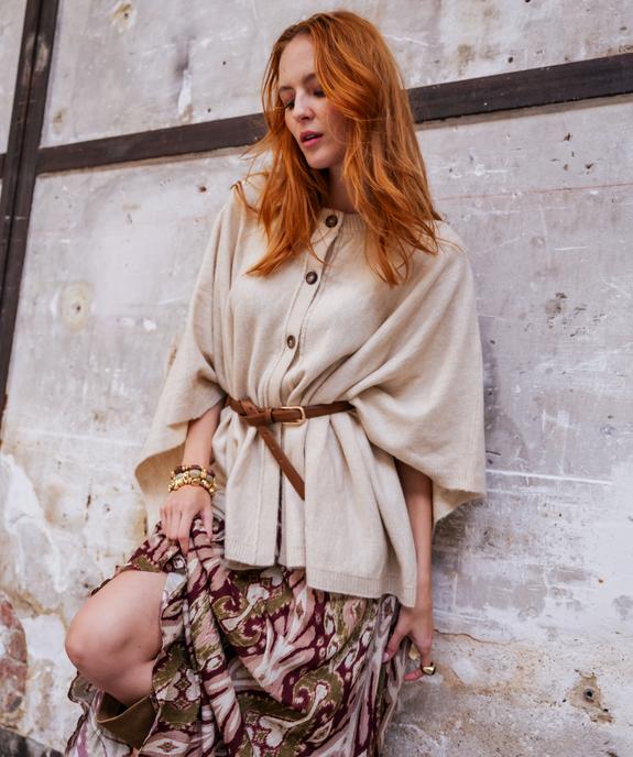 Gilet cape en maille moelleuse femme vue1 - GEMO(FEMME PAP) - GEMO