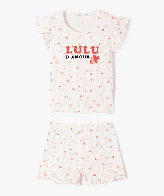 Pyjashort en coton avec finitions froncées fille - LuluCastagnette vue1 - LULUCASTAGNETTE - GEMO