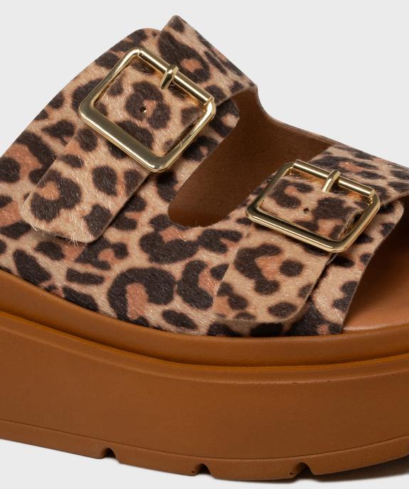 Mules à semelle plateforme motif animalier femme vue6 - 5 MILES - GEMO