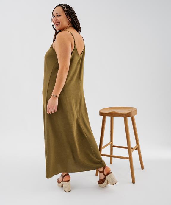 Robe longue à fines bretelles en maille froissée femme grande taille vue4 - GEMO 4G GT - GEMO