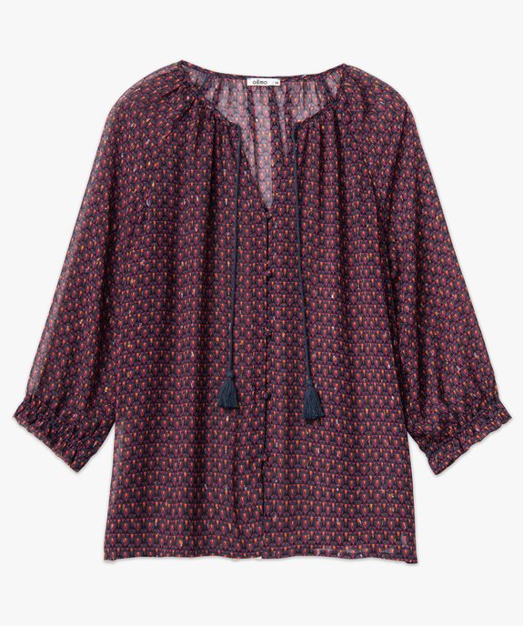 Blouse femme imprimée en voile vue4 - GEMO(FEMME PAP) - GEMO