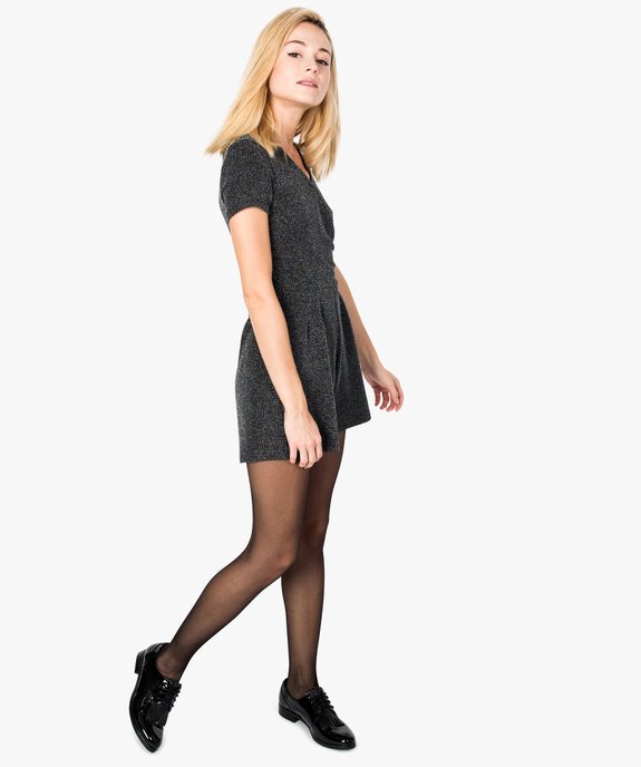 Combishort femme pailleté à manches courtes et haut cache-cœur vue5 - FOLLOW ME - GEMO