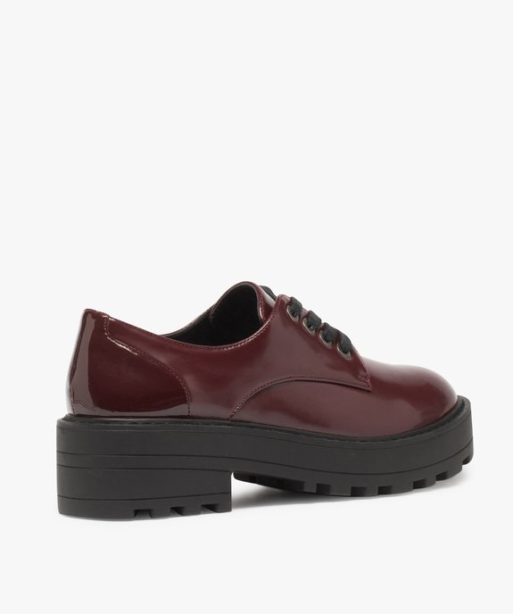Derbies femme unis et vernis à semelle plateforme crantée vue4 - GEMO (CASUAL) - GEMO