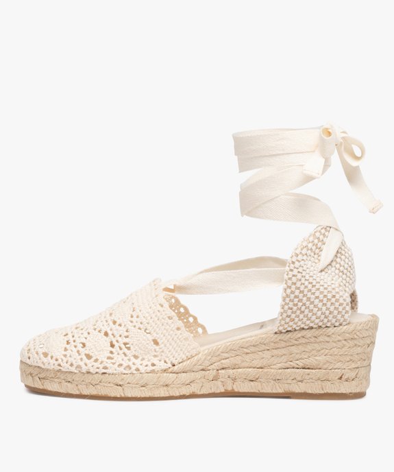 Sandales femme compensées dessus macramé uni vue3 - GEMO(URBAIN) - GEMO