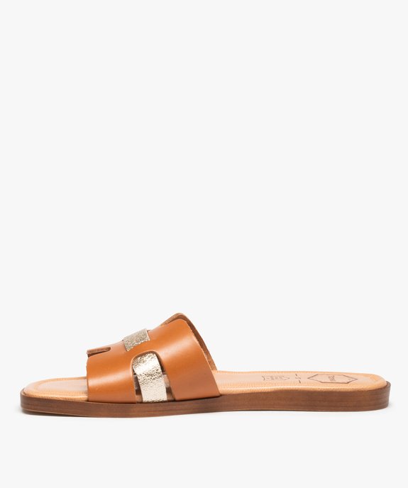 Mules femme avec dessus en cuir et bride scintillante - Tanéo vue3 - TANEO - GEMO