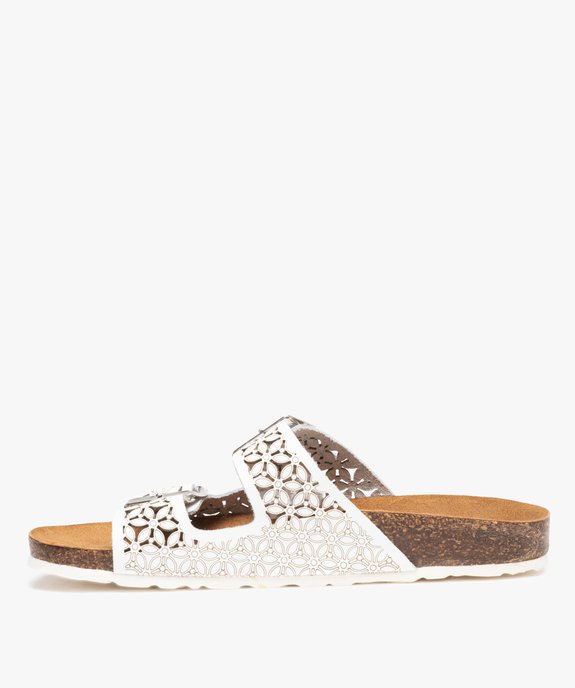 Mules femme à talon plat à double brides ajustables en cuir vue3 - GEMO (CASUAL) - GEMO