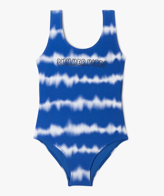 Maillot de bain 1 pièce à bandes fantaisie fille vue1 - GEMO 4G FILLE - GEMO