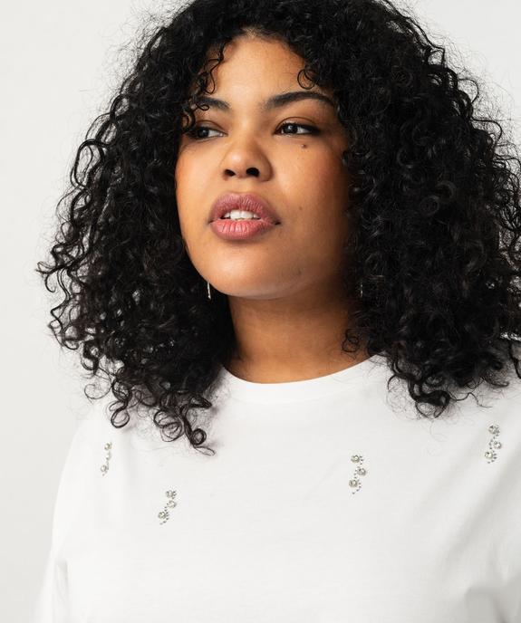 Tee-shirt manches courtes coupe large à strass femme grande taille vue5 - GEMO (G TAILLE) - GEMO