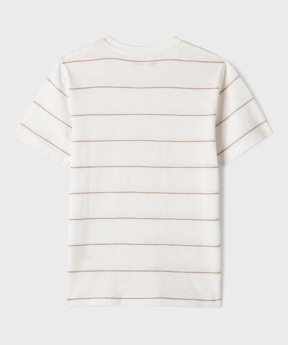 Tee-shirt manches courtes en jersey de coton flammé rayé garçon vue3 - GEMO 4G GARCON - GEMO