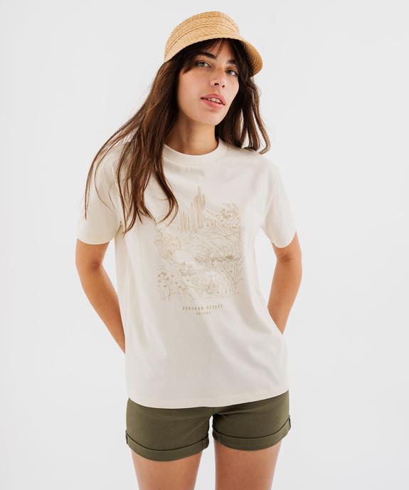 Tee-shirt manches courtes avec motif désert femme vue3 - GEMO 4G FEMME - GEMO