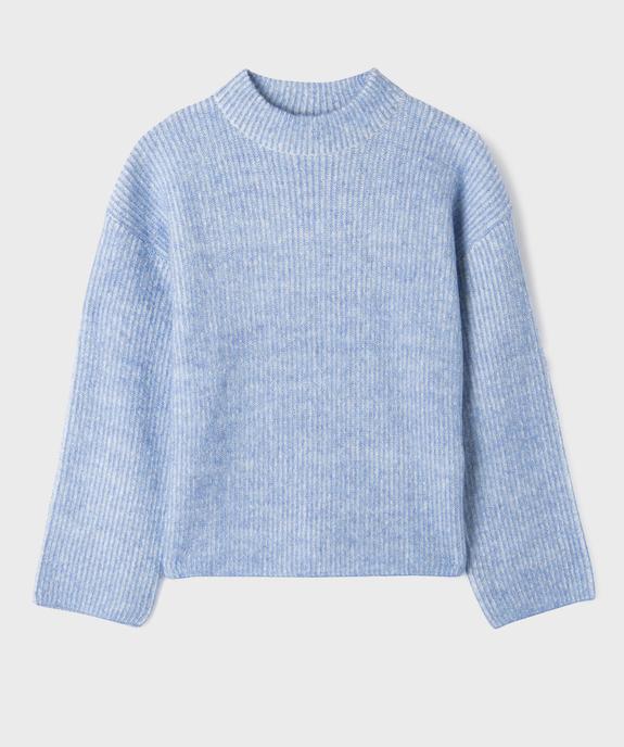 Pull loose en maille côtelée bicolore col cheminée fille vue2 - GEMO (JUNIOR) - GEMO