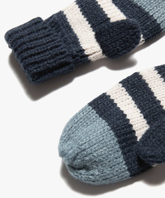 Moufles bébé garçon à rayures vue2 - GEMO(BEBE DEBT) - GEMO