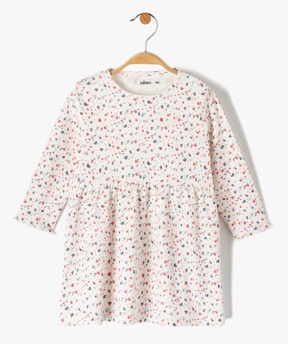 Robe bébé fille en maille côtelée et mouchetée vue1 - GEMO(BEBE DEBT) - GEMO