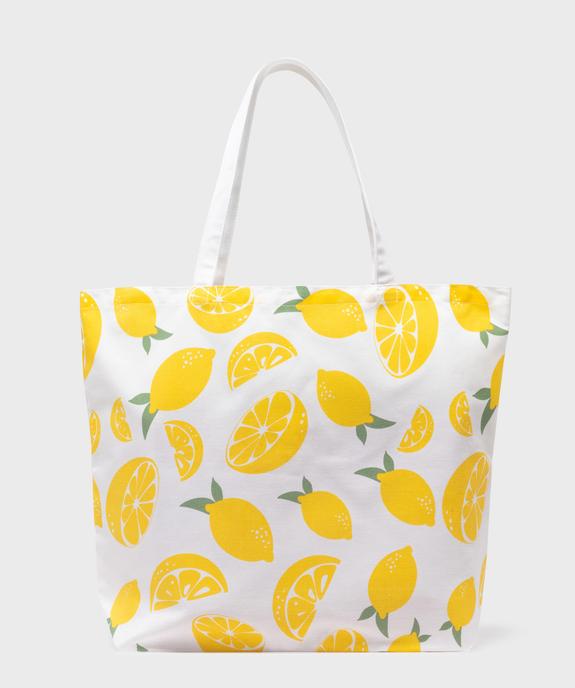 Tote bag en coton à motifs citrons vue1 - GEMO (ACCESS) - GEMO