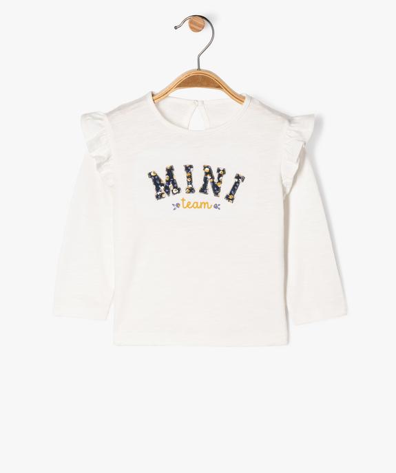 Tee-shirt manches longues brodé à manches volantées bébé fille vue1 - GEMO(BEBE DEBT) - GEMO
