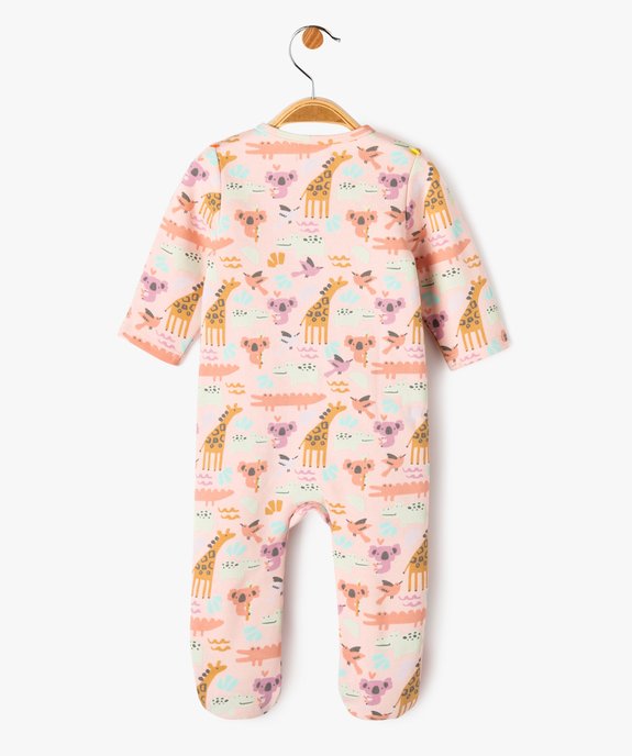 Pyjama dors-bien avec fermeture zippée et motif animaux bébé fille vue4 - GEMO 4G BEBE - GEMO