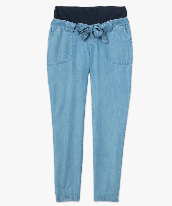 Pantalon de grossesse en Lyocell avec bandeau extensible vue4 - GEMO 4G FEMME - GEMO