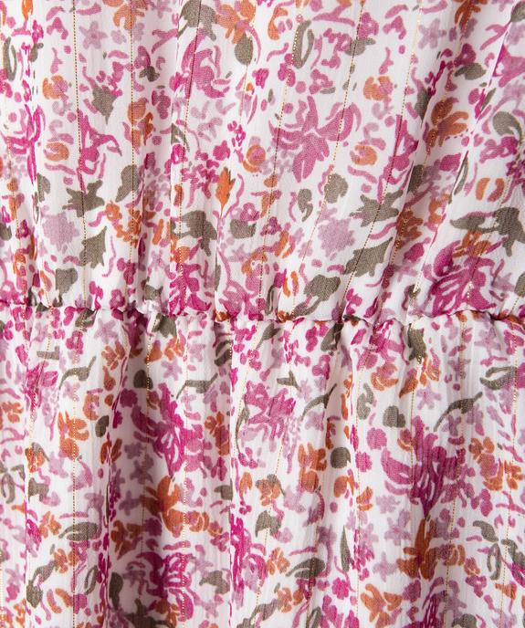 Robe fille courte en voile à fleurs et rayures dorées vue2 - GEMO (ENFANT) - GEMO