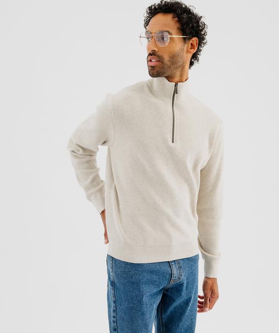 Pull en coton à col camionneur homme vue1 - GEMO (HOMME) - GEMO