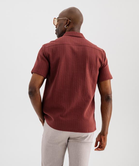 Chemise manches courtes en maille fantaisie avec col cubain homme vue3 - GEMO (HOMME) - GEMO