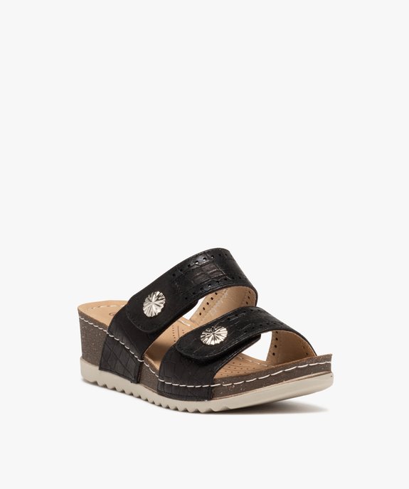 Mules femme confort à talon compensé et brides fantaisie vue2 - SANS MARQUE - GEMO