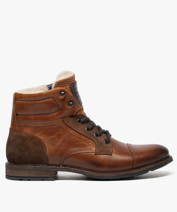 Boots homme dessus cuir et fermeture à lacets vue1 - GEMO (CASUAL) - GEMO