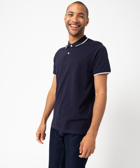 Polo à manches courtes et finitions fantaisie homme vue1 - GEMO 4G HOMME - GEMO