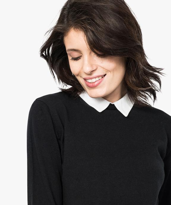 Pull uni avec col et bas de chemise vue2 - GEMO(FEMME PAP) - GEMO