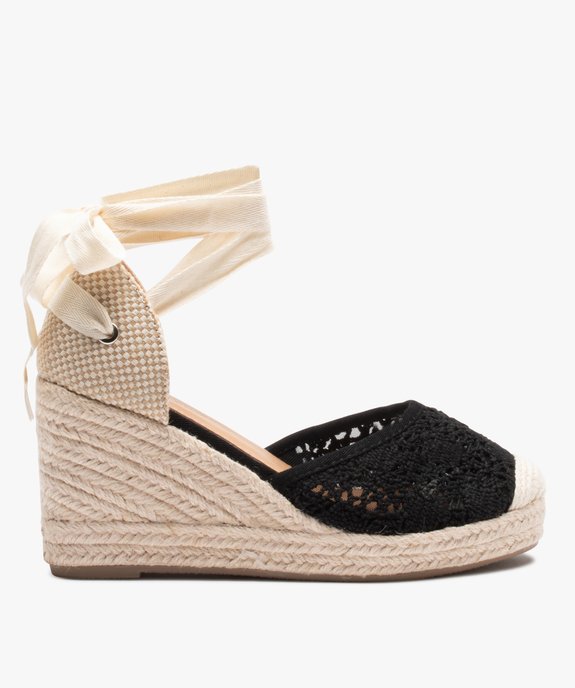 Sandales femme compensées dessus macramé et lacets ruban vue1 - SANS MARQUE - GEMO