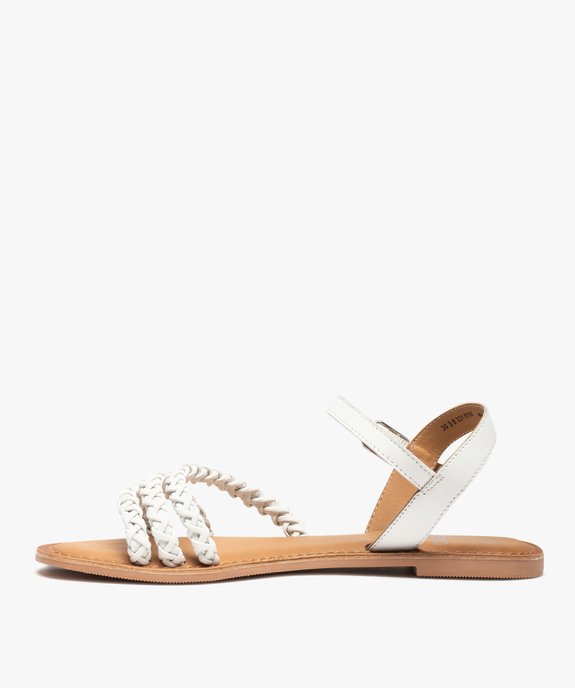 Sandales femme à talon plat et brides tressées en cuir vue3 - GEMO (CASUAL) - GEMO