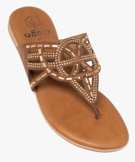 Mules femme à bride entre-doigts fantaisie avec bijoux vue5 - GEMO (CASUAL) - GEMO