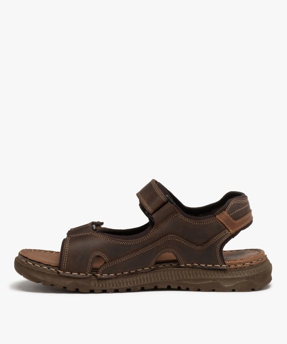 Sandales sport homme à brides scratch et dessus cuir vue4 - GEMO (CASUAL) - GEMO