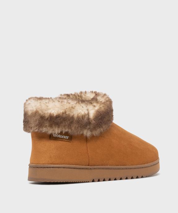 Chaussons boots en suédine avec col fourré femme - Isotoner - ISOTONER Chaussons boots en suédine avec col fourré femme - Isotoner vue4 - ISOTONER - GEMO